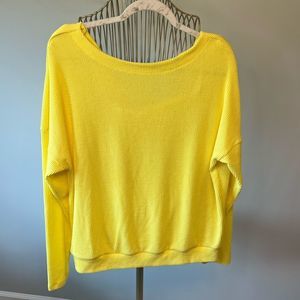 Maeve Anthropologie oversized yellow thermal waffle long sleeve shirt size large